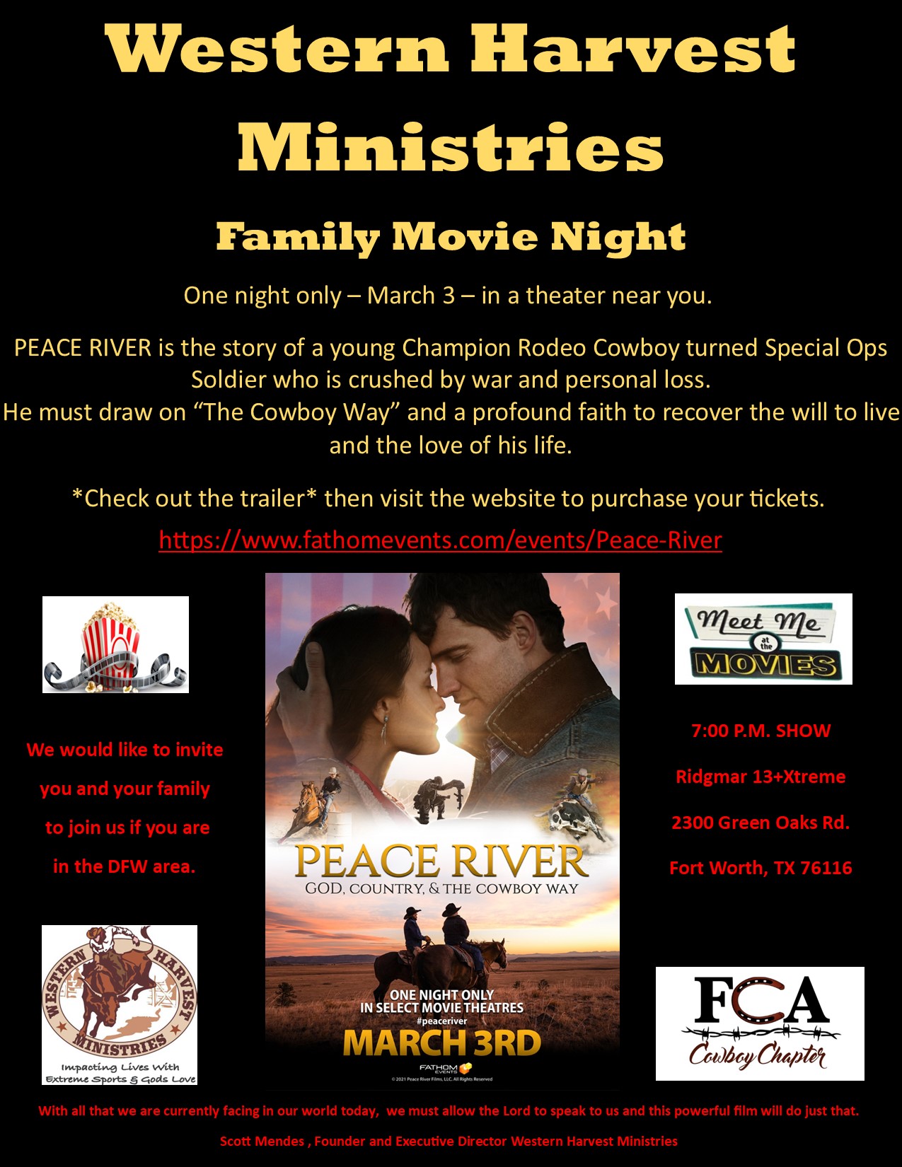 whm movie outreach night poster peace river
